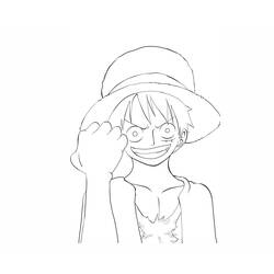 Dibujo de Monkey D. Luffy sonriendo con su sombrero de paja para colorear