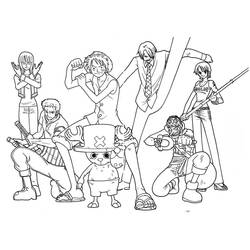 Dibujo de El equipo de Luffy en pose heroica para colorear