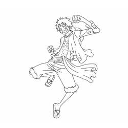 Dibujo de Luffy saltando en acción para colorear