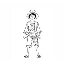 Dibujo de Luffy de pie con su sombrero de paja para colorear