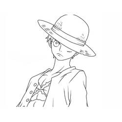 Dibujo de Luffy con su sombrero de paja para colorear