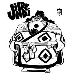 Dibujo de Jinbe de pie con su túnica tradicional para colorear