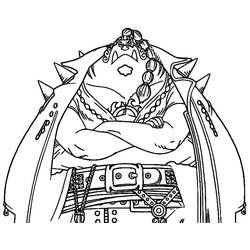 Dibujo de Jinbe de pie con los brazos cruzados para colorear