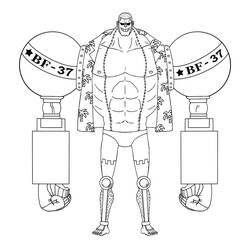 Dibujo de Franky de pie con sus brazos cañón BF-37 para colorear