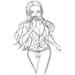 Dibujo de Nico Robin de pie con la mano cerca de la boca para colorear