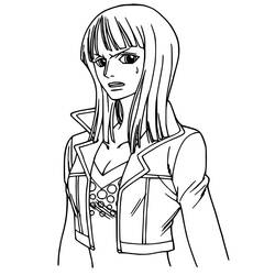 Dibujo de Nico Robin con expresión preocupada para colorear