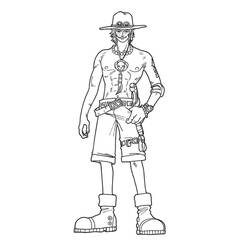 Dibujo de Portgas D. Ace de pie en una pose relajada para colorear