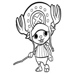 Dibujo de Tony Tony Chopper de pie con una gran sonrisa para colorear