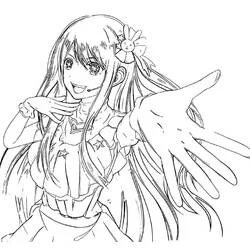Dibujo de Ai Hoshino extendiendo la mano hacia adelante para colorear