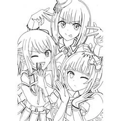 Dibujo de Trío de Oshi no Ko con poses de ídolos para colorear