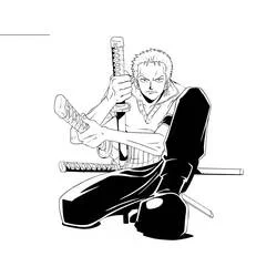 Dibujo de Roronoa Zoro sosteniendo dos espadas para colorear Dibujo de Roronoa Zoro sosteniendo dos espadas para colorear