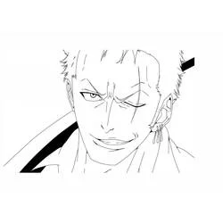 Dibujo de Roronoa Zoro retrato de cerca con sonrisa burlona para colorear Dibujo de Roronoa Zoro retrato de cerca con sonrisa burlona para colorear
