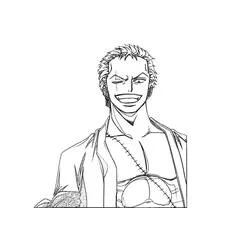 Dibujo de Roronoa Zoro sonriendo ampliamente para colorear Dibujo de Roronoa Zoro sonriendo ampliamente para colorear