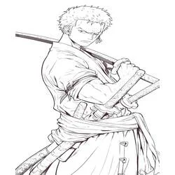 Dibujo de Roronoa Zoro sujetando sus tres katanas para colorear Dibujo de Roronoa Zoro sujetando sus tres katanas para colorear