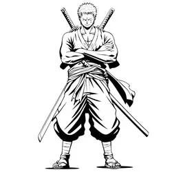 Dibujo de Roronoa Zoro de pie con los brazos cruzados para colorear Dibujo de Roronoa Zoro de pie con los brazos cruzados para colorear