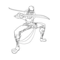 Dibujo de Roronoa Zoro en posición de combate para colorear Dibujo de Roronoa Zoro en posición de combate para colorear