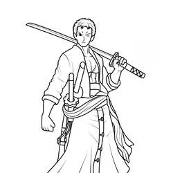 Dibujo de Roronoa Zoro con su katana sobre el hombro para colorear Dibujo de Roronoa Zoro con su katana sobre el hombro para colorear