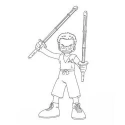 Dibujo de Roronoa Zoro joven alzando dos espadas para colorear Dibujo de Roronoa Zoro joven alzando dos espadas para colorear