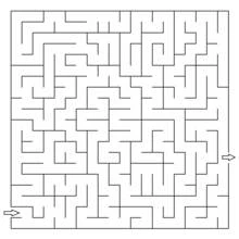 Dibujo de Laberinto cuadrado complejo con flechas de entrada y salida para colorear
