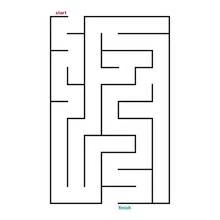 Dibujo de Laberinto rectangular con inicio arriba y meta para colorear