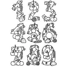 Dibujo de Números del 1 al 9 decorados con frutas para colorear
