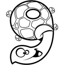 Dibujo de Número 9 con forma de tortuga para colorear