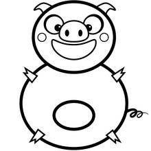 Dibujo de Número 8 con forma de cerdito sonriente para colorear