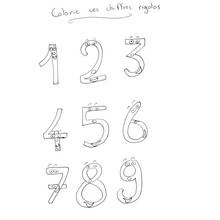 Dibujo de Números divertidos del 1 al 9 con caras para colorear