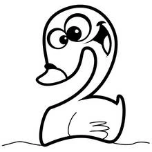 Dibujo de Número 2 con forma de cisne para colorear