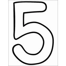 Dibujo de Número 5 con contorno grueso para colorear