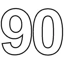 Dibujo de Número 90 en contorno grueso para colorear