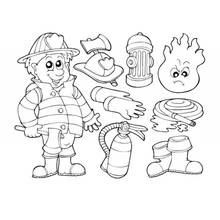 Dibujo de Bombero y su equipo para colorear Dibujo de Bombero y su equipo para colorear