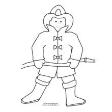 Dibujo de Bombero sujetando una manguera para colorear Dibujo de Bombero sujetando una manguera para colorear