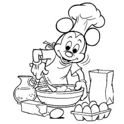 Dibujo de Cocinero Mickey Mouse preparando una receta para colorear Dibujo de Cocinero Mickey Mouse preparando una receta para colorear