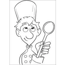 Dibujo de Cocinero sosteniendo una gran cuchara para colorear Dibujo de Cocinero sosteniendo una gran cuchara para colorear