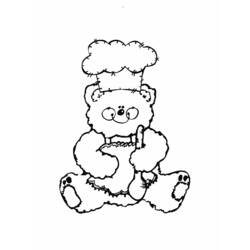 Dibujo de Cocinero osito mezclando masa en un tazón para colorear Dibujo de Cocinero osito mezclando masa en un tazón para colorear