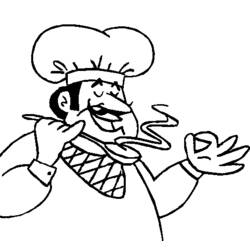 Dibujo de Cocinero probando una cucharada de sopa para colorear Dibujo de Cocinero probando una cucharada de sopa para colorear