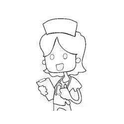 Dibujo de Enfermera sosteniendo una carpeta y un estetoscopio para colorear Dibujo de Enfermera sosteniendo una carpeta y un estetoscopio para colorear