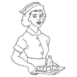 Dibujo de Enfermera con una bandeja médica para colorear Dibujo de Enfermera con una bandeja médica para colorear