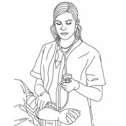 Dibujo de Enfermera tomando la presión a un paciente para colorear Dibujo de Enfermera tomando la presión a un paciente para colorear