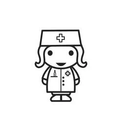 Dibujo de Enfermera sonriente con gorro de cruz para colorear Dibujo de Enfermera sonriente con gorro de cruz para colorear
