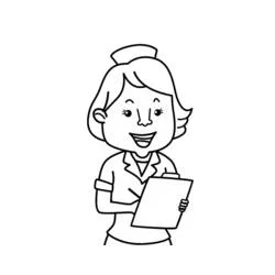 Dibujo de Enfermera sonriente con una carpeta para colorear Dibujo de Enfermera sonriente con una carpeta para colorear