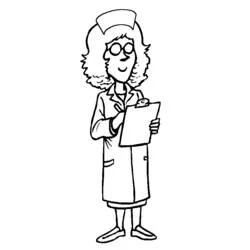 Dibujo de Enfermera escribiendo en una carpeta para colorear Dibujo de Enfermera escribiendo en una carpeta para colorear