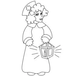Dibujo de Enfermera sosteniendo un farol para colorear Dibujo de Enfermera sosteniendo un farol para colorear