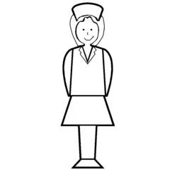 Dibujo de Enfermera de pie con uniforme para colorear Dibujo de Enfermera de pie con uniforme para colorear
