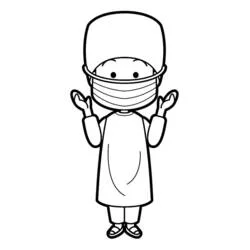 Dibujo de Enfermera con mascarilla y gorro quirúrgico para colorear Dibujo de Enfermera con mascarilla y gorro quirúrgico para colorear