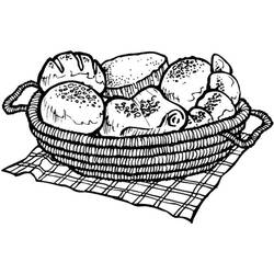 Dibujo de Cesta llena de panes de panadero para colorear