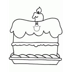 Dibujo de Pastel de cumpleaños con una cara sonriente para colorear