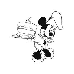 Dibujo de Minnie Mouse presentando un pastel para colorear
