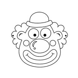 Dibujo de Payaso sonriente con nariz redonda y pelo rizado para colorear
